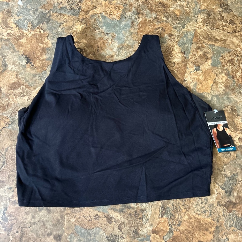 Avia Wireless Crop Sports Bra Women's Size XXL (D-DD) Black Moisture Wicking